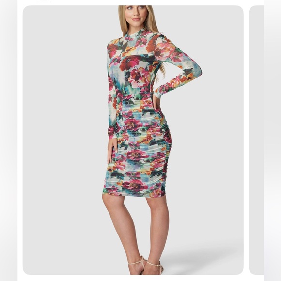 bebe Floral Multicolor Midi Dress - Picture 2 of 3